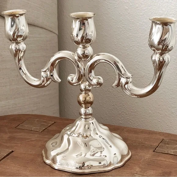 Vintage silver tone candelabra candle holder - Picture 2 of 5